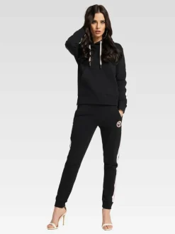 Carlo Colucci Sweatshirts & Sweatjacken*Damen Kapuzensweatshirt - Catania schwarz uni