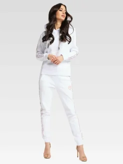 Carlo Colucci Sweatshirts & Sweatjacken*Damen Kapuzensweatshirt - Catania weiß uni