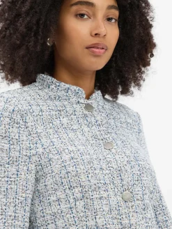 More & More Blazer*Damen Kastenjacke ecru hellblau meliert