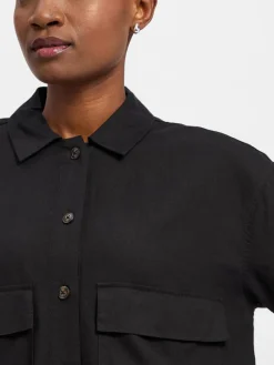 comma casual identity Blazer*Damen Kastenjacke mit Leinen-Anteil schwarz uni