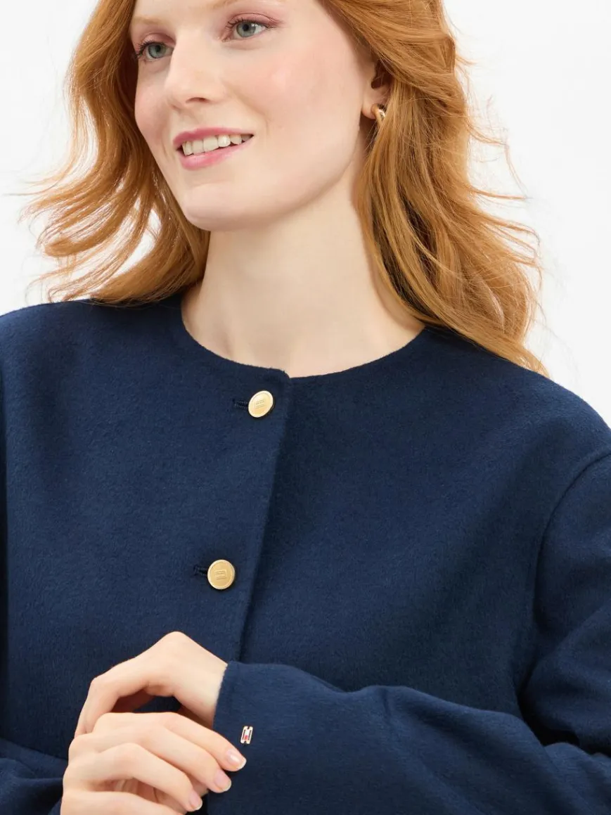 Tommy Hilfiger Blazer*Damen Kastenjacke mit Woll-Anteil marine uni