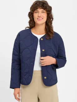 Marie Lund Blazer*Damen Kasten-Steppjacke marine uni