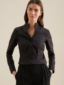 Seidensticker Blusen*Damen Kelchkragenbluse - Uni schwarz uni