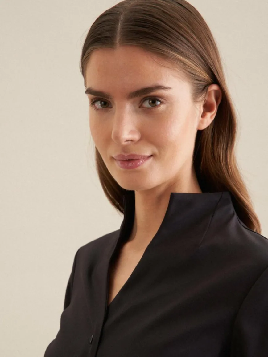 Seidensticker Blusen*Damen Kelchkragenbluse - Uni schwarz uni