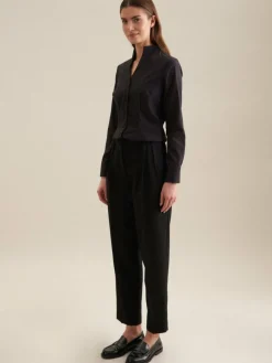 Seidensticker Blusen*Damen Kelchkragenbluse - Uni schwarz uni