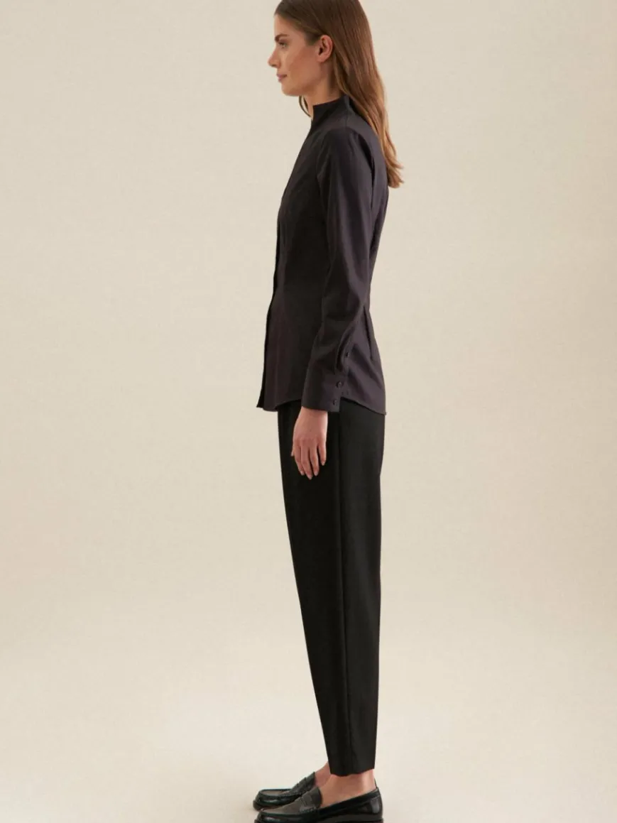 Seidensticker Blusen*Damen Kelchkragenbluse - Uni schwarz uni