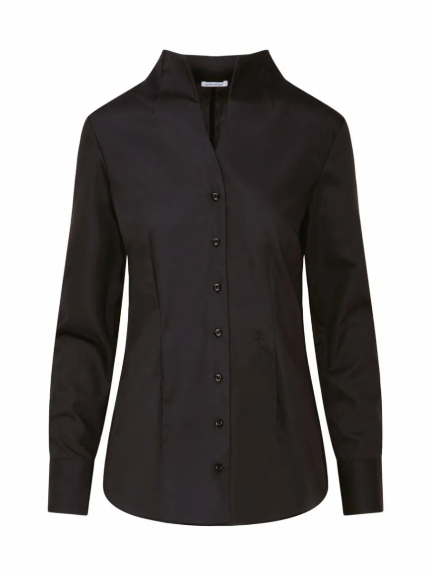 Seidensticker Blusen*Damen Kelchkragenbluse - Uni schwarz uni