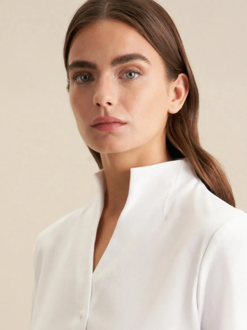 Seidensticker Blusen*Damen Kelchkragenbluse - Uni weiß uni