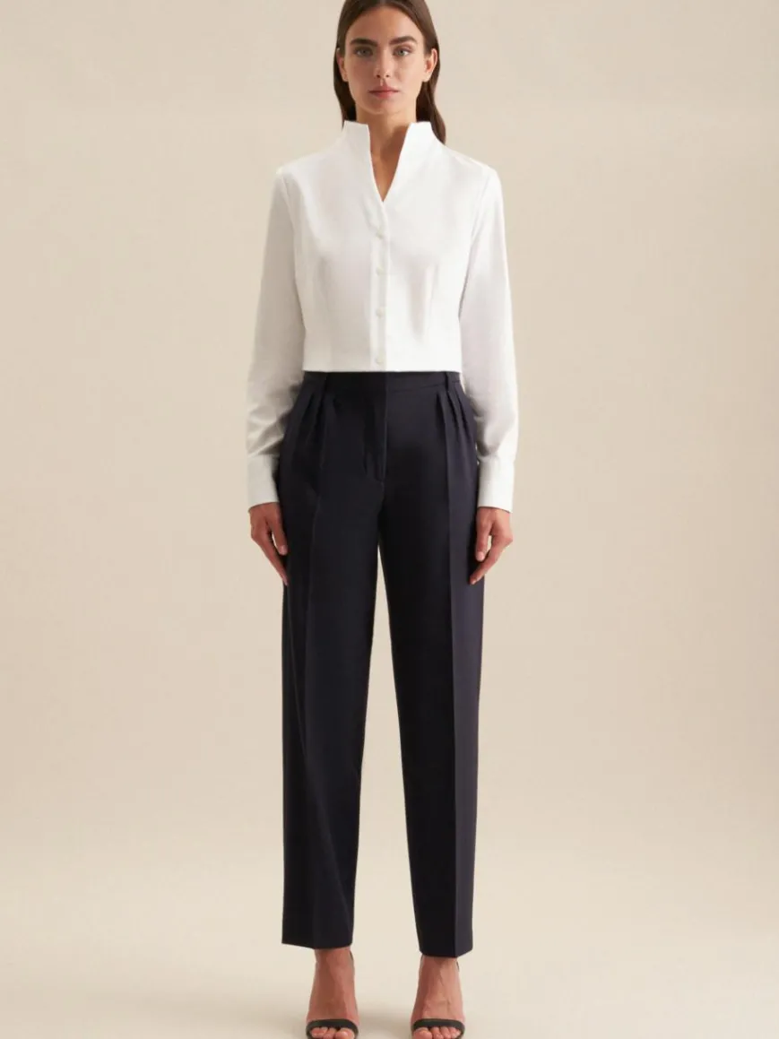 Seidensticker Blusen*Damen Kelchkragenbluse - Uni weiß uni