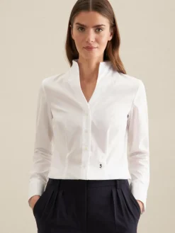 Seidensticker Blusen*Damen Kelchkragenbluse - Uni weiß uni