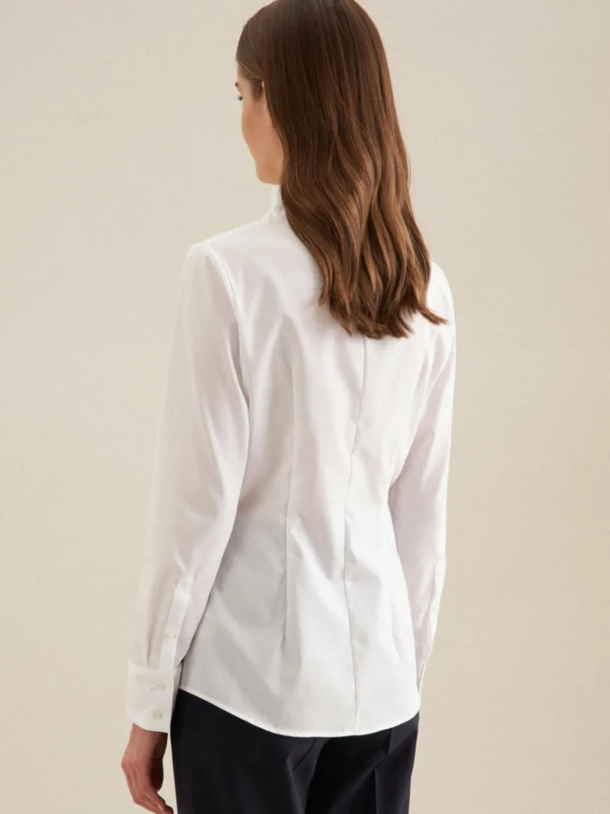 Seidensticker Blusen*Damen Kelchkragenbluse - Uni weiß uni