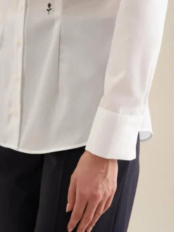 Seidensticker Blusen*Damen Kelchkragenbluse - Uni weiß uni