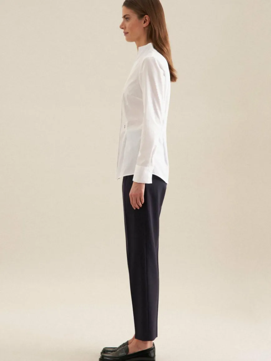 Seidensticker Blusen*Damen Kelchkragenbluse - Uni weiß uni