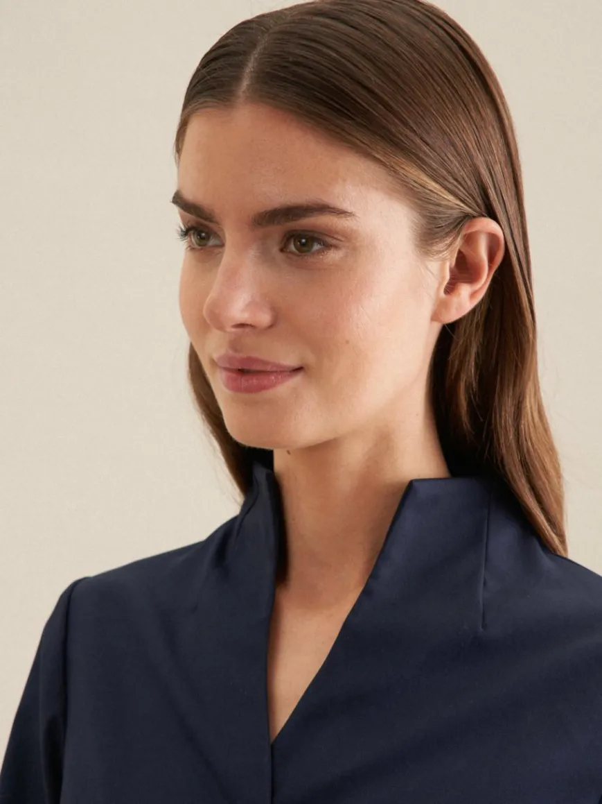 Seidensticker Blusen*Damen Kelchkragenbluse - Uni blau uni