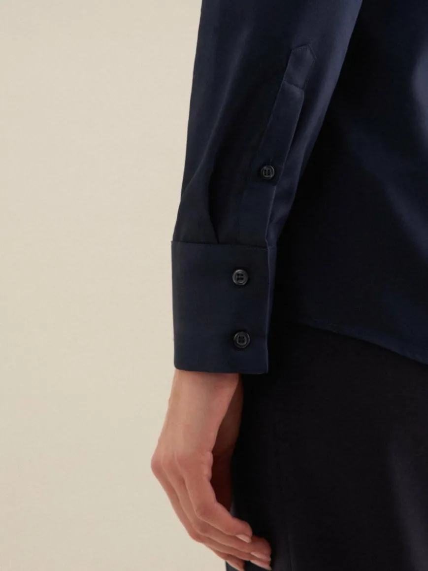 Seidensticker Blusen*Damen Kelchkragenbluse - Uni blau uni