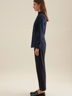 Seidensticker Blusen*Damen Kelchkragenbluse - Uni blau uni