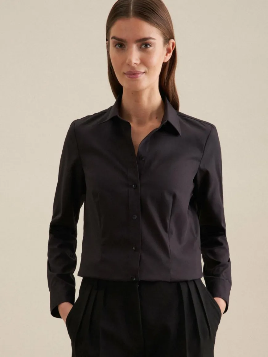 Seidensticker Blusen*Damen Klassische Bluse - Uni schwarz uni