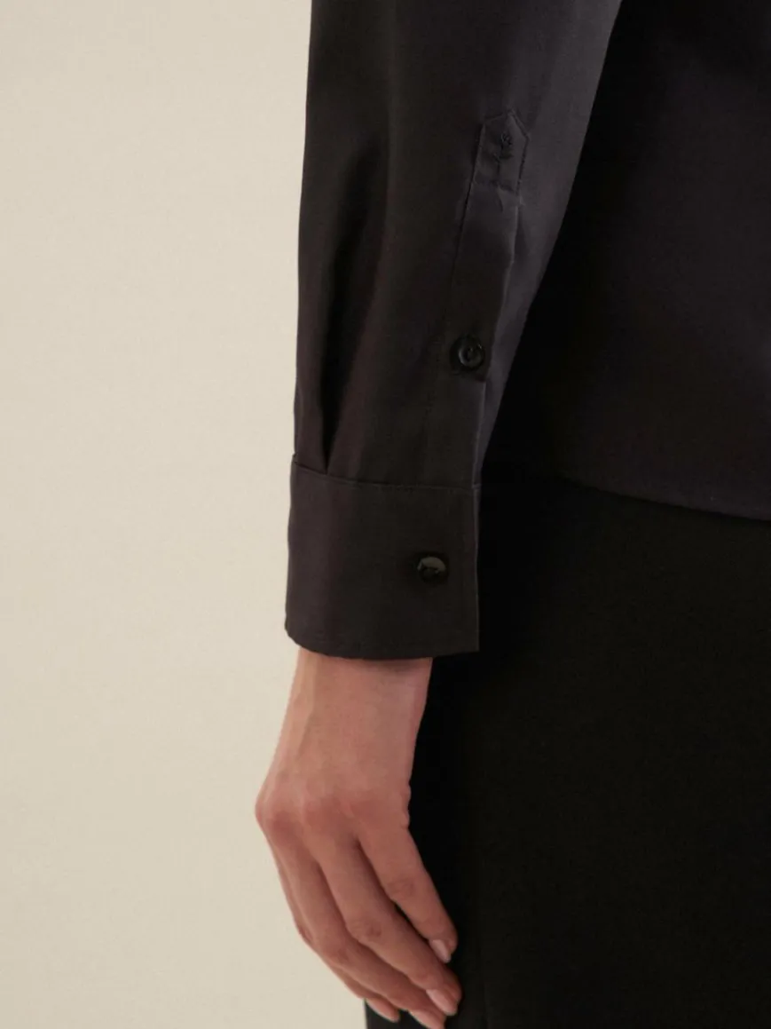 Seidensticker Blusen*Damen Klassische Bluse - Uni schwarz uni