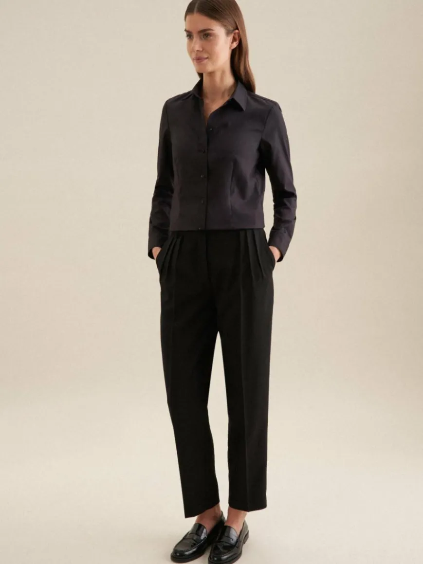 Seidensticker Blusen*Damen Klassische Bluse - Uni schwarz uni