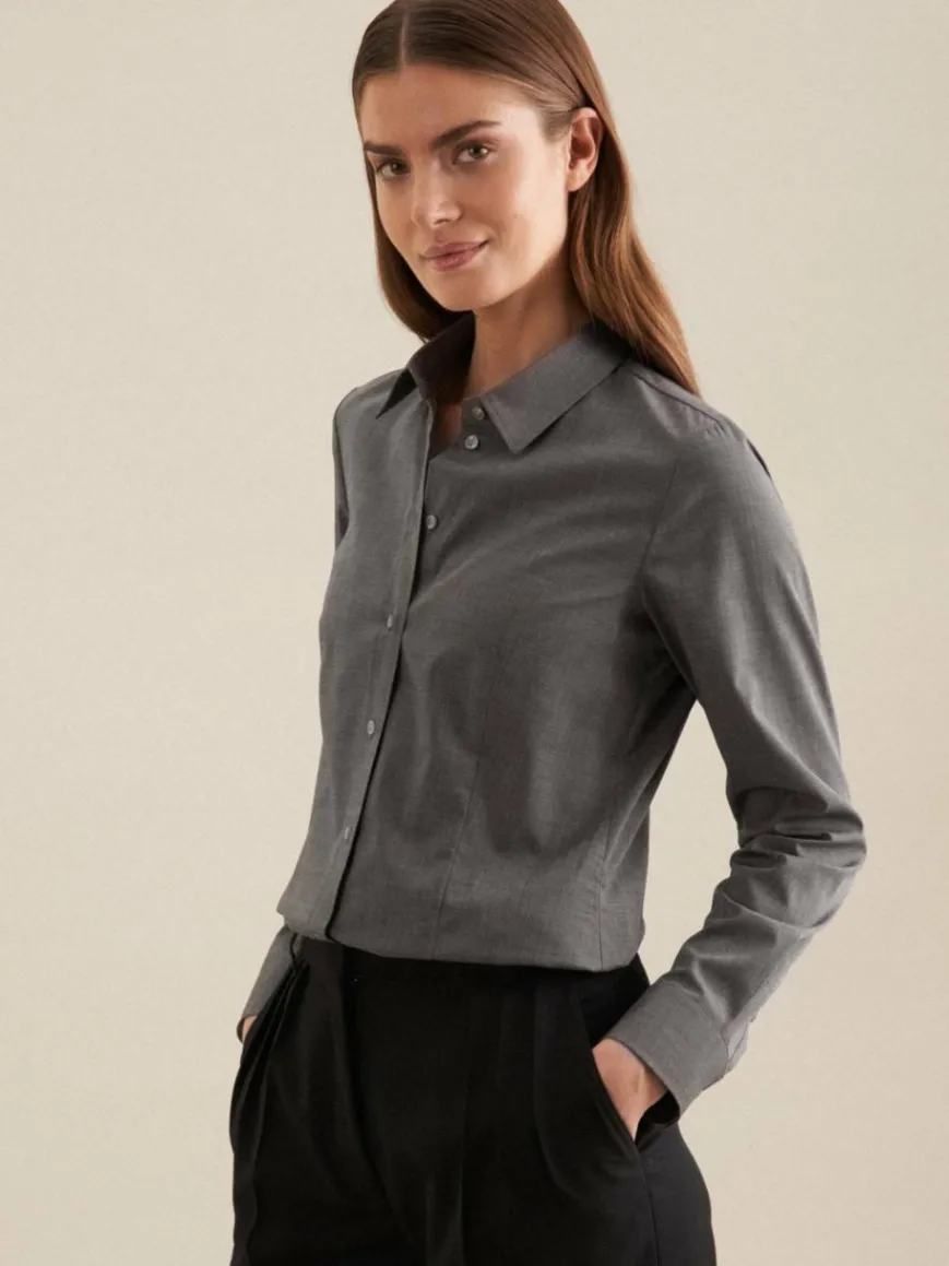Seidensticker Blusen*Damen Klassische Bluse - Uni grau uni