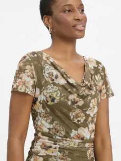 zero Kleider*Damen Kleid khaki altrosa gemustert