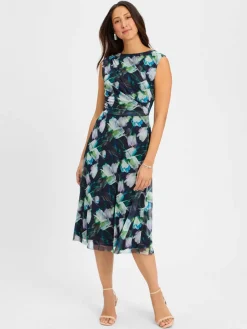 Swing Kleider*Damen Kleid marine mehrfarbig gemustert