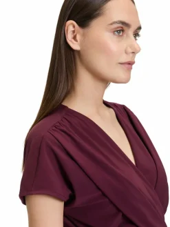 Cartoon Kleider*Damen Kleid aubergine uni