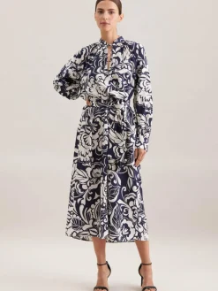 Seidensticker Kleider*Damen Kleid - Druck blau bedruckt