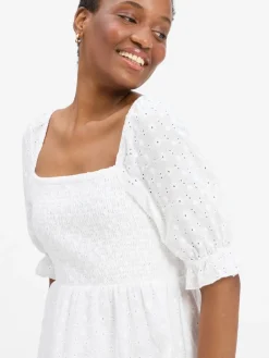 Noisy May Kleider*Damen Kleid - NMSommer weiß uni