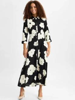 Y.A.S Kleider*Damen Kleid - YASSavanna schwarz ecru gemustert