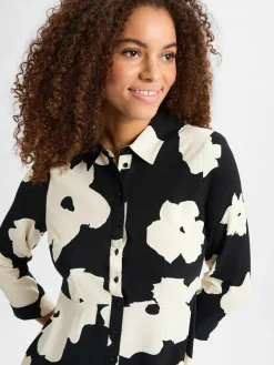 Y.A.S Kleider*Damen Kleid - YASSavanna schwarz ecru gemustert