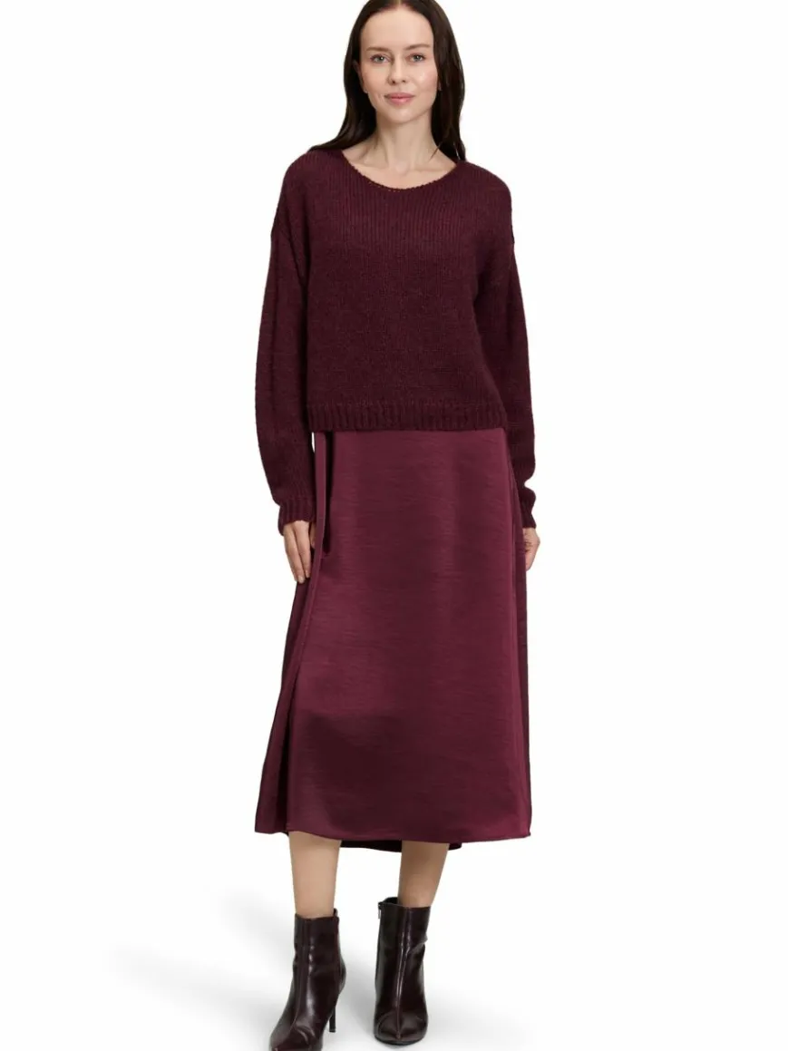 Robe Légère Kleider*Damen Kleid-Pullover-Set mit Mohair-Anteil bordeaux uni