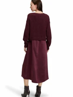 Robe Légère Kleider*Damen Kleid-Pullover-Set mit Mohair-Anteil bordeaux uni