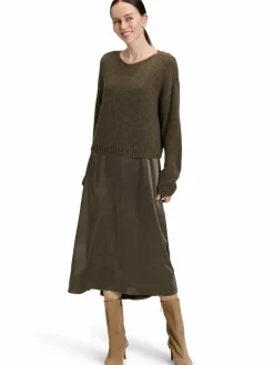 Robe Légère Kleider*Damen Kleid-Pullover-Set mit Mohair-Anteil khaki uni