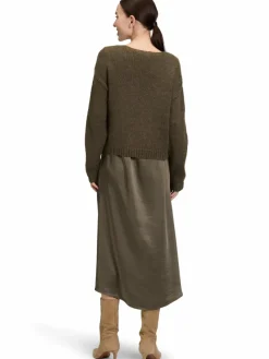 Robe Légère Kleider*Damen Kleid-Pullover-Set mit Mohair-Anteil khaki uni