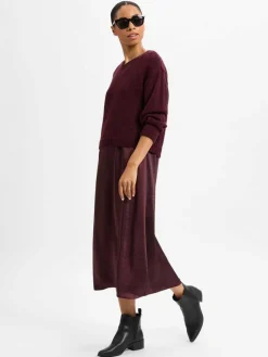 Robe Légère Kleider*Damen Kleid-Pullover-Set mit Mohair-Anteil bordeaux uni
