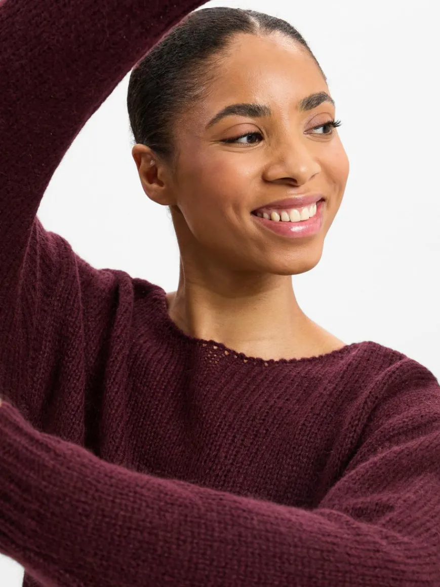 Robe Légère Kleider*Damen Kleid-Pullover-Set mit Mohair-Anteil bordeaux uni