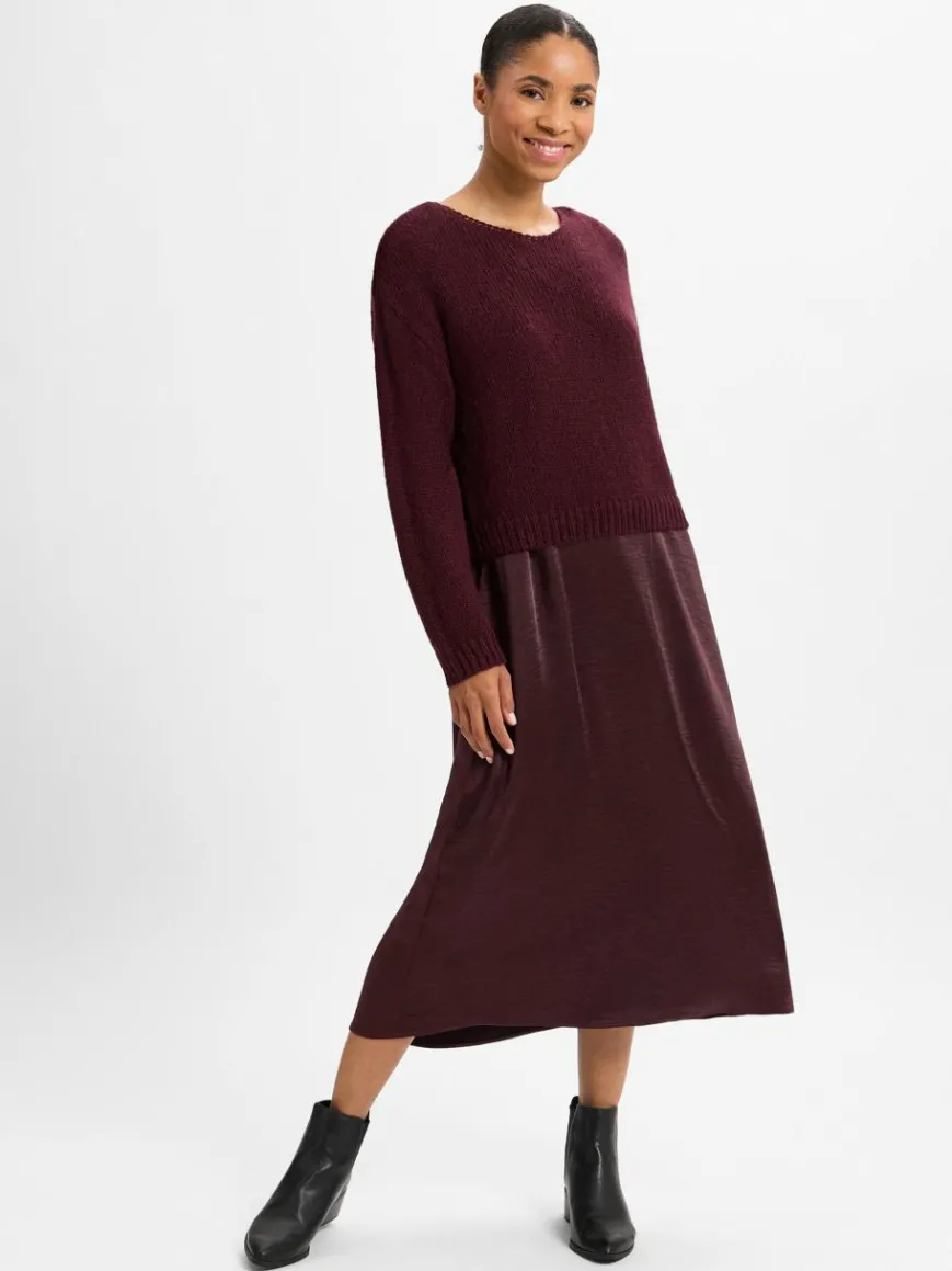 Robe Légère Kleider*Damen Kleid-Pullover-Set mit Mohair-Anteil bordeaux uni