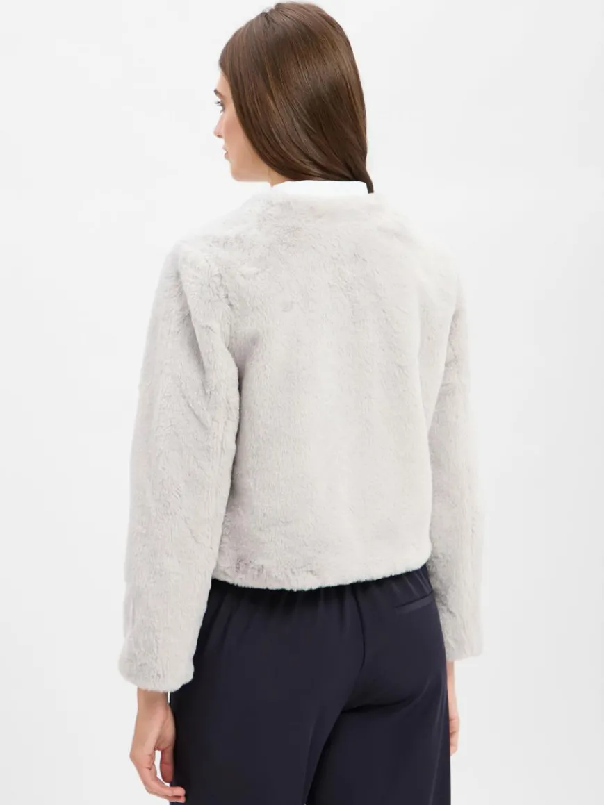 Marie Lund Jacken & Westen*Damen Kunstfelljacke hellgrau uni