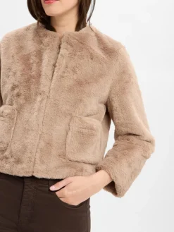 Marie Lund Jacken & Westen*Damen Kunstfelljacke taupe uni