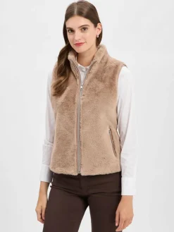 Marie Lund Jacken & Westen*Damen Kunstfellweste taupe uni
