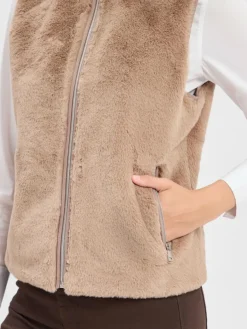 Marie Lund Jacken & Westen*Damen Kunstfellweste taupe uni