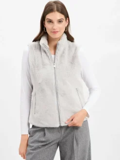 Marie Lund Jacken & Westen*Damen Kunstfellweste hellgrau uni