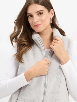 Marie Lund Jacken & Westen*Damen Kunstfellweste hellgrau uni