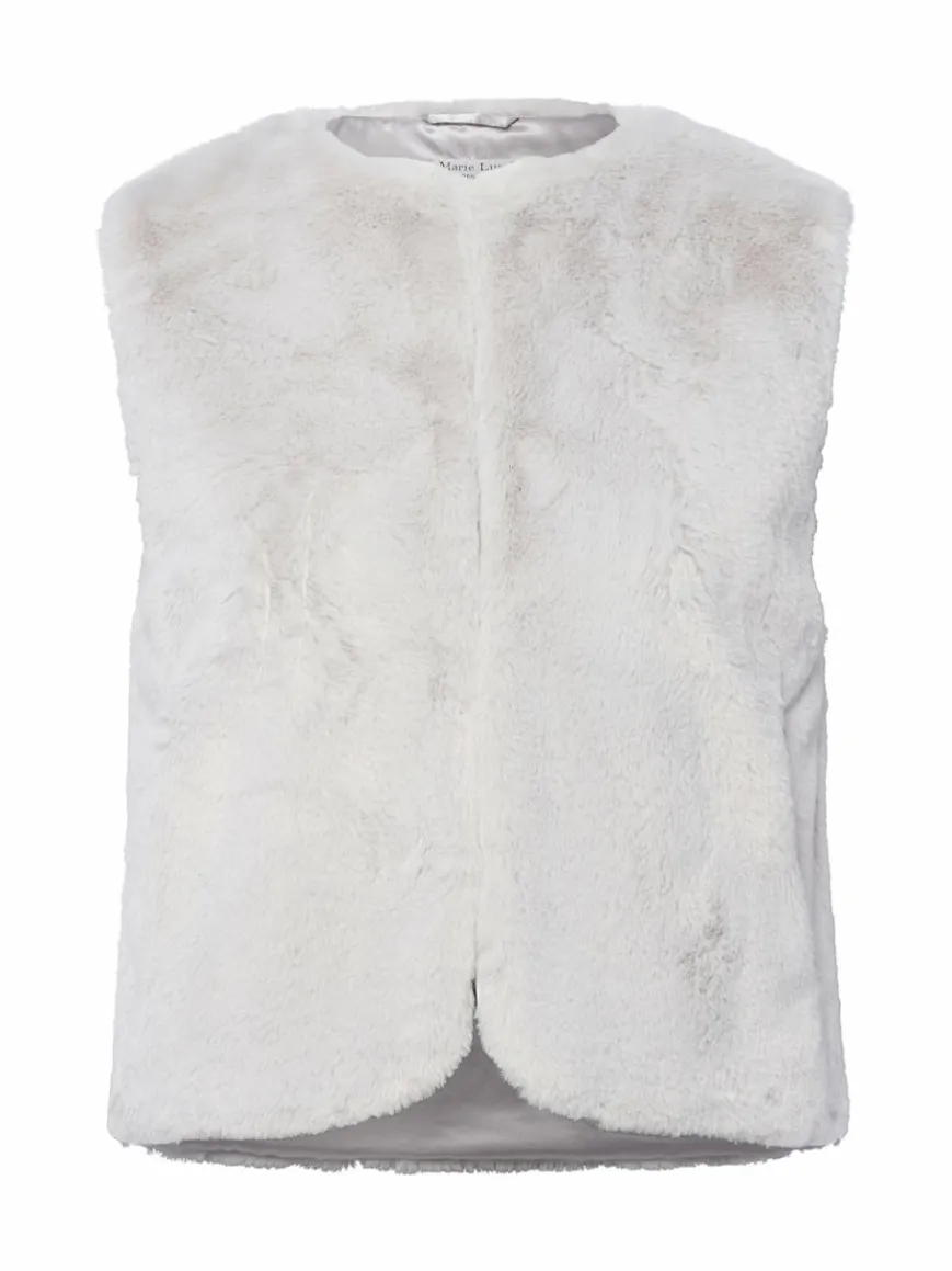 Marie Lund Jacken & Westen*Damen Kunstfellweste - Tilda hellgrau uni