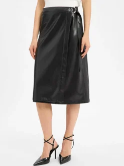 BOSS Röcke*Damen Kunstleder-Wickelrock - Vinny schwarz uni