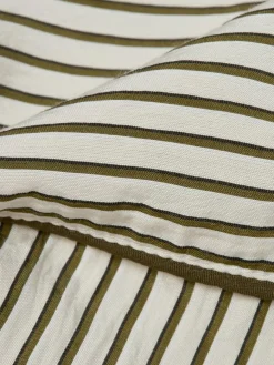 Opus Blusen*Damen Kurzarm-Bluse - Famella ecru oliv gestreift