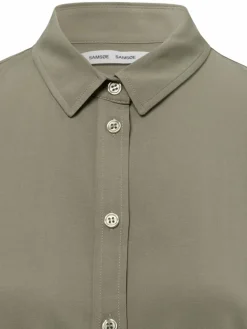 Samsøe Samsøe Blusen*Damen Kurzarmbluse - Majan schilf uni