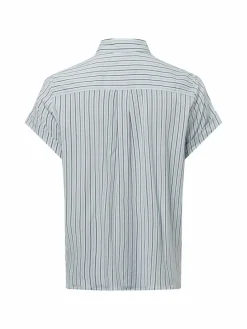 Samsøe Samsøe Blusen*Damen Kurzarmbluse - Majan hellblau marine gestreift