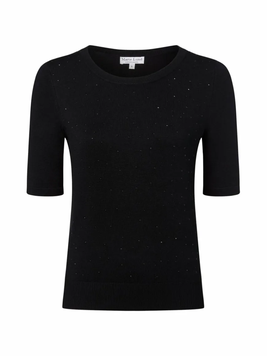 Marie Lund Pullover & Strickjacken|Shirts & Tops*Damen Kurzarmpullover schwarz uni